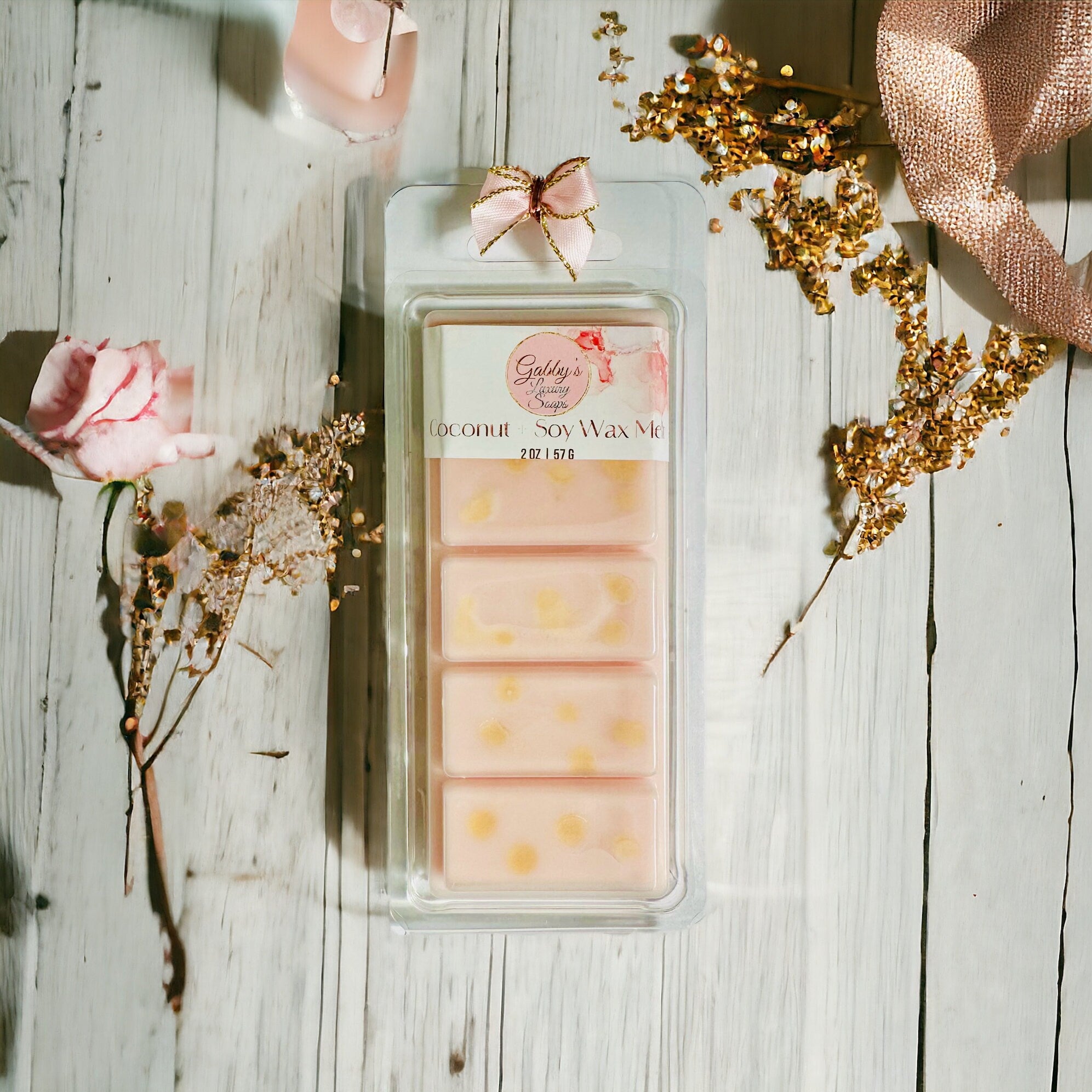 Rosé scented Coconut wax + Soy wax Melt.