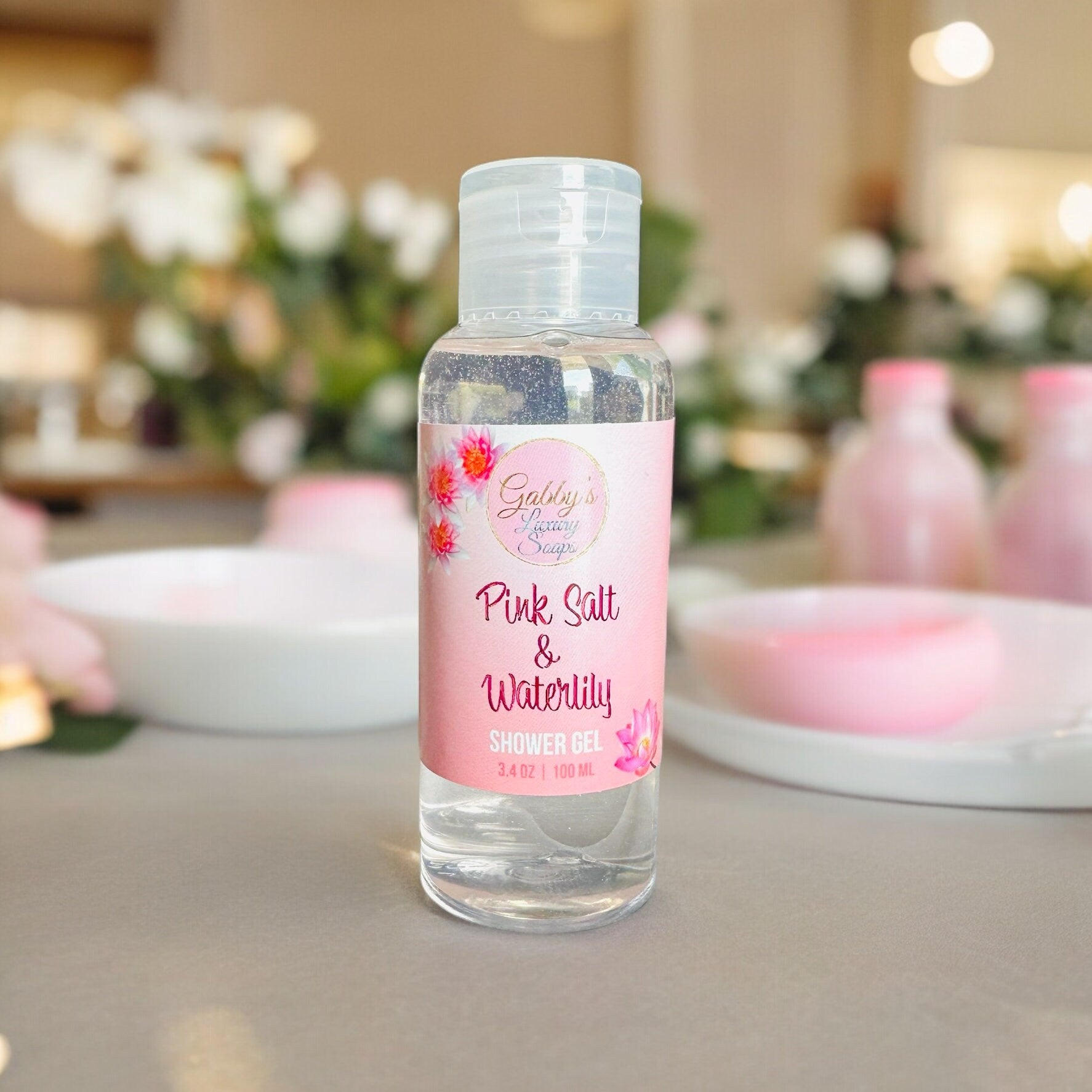 Pink Salt & Waterlily Plant-Derived Bath and Shower Gel - Travel Size