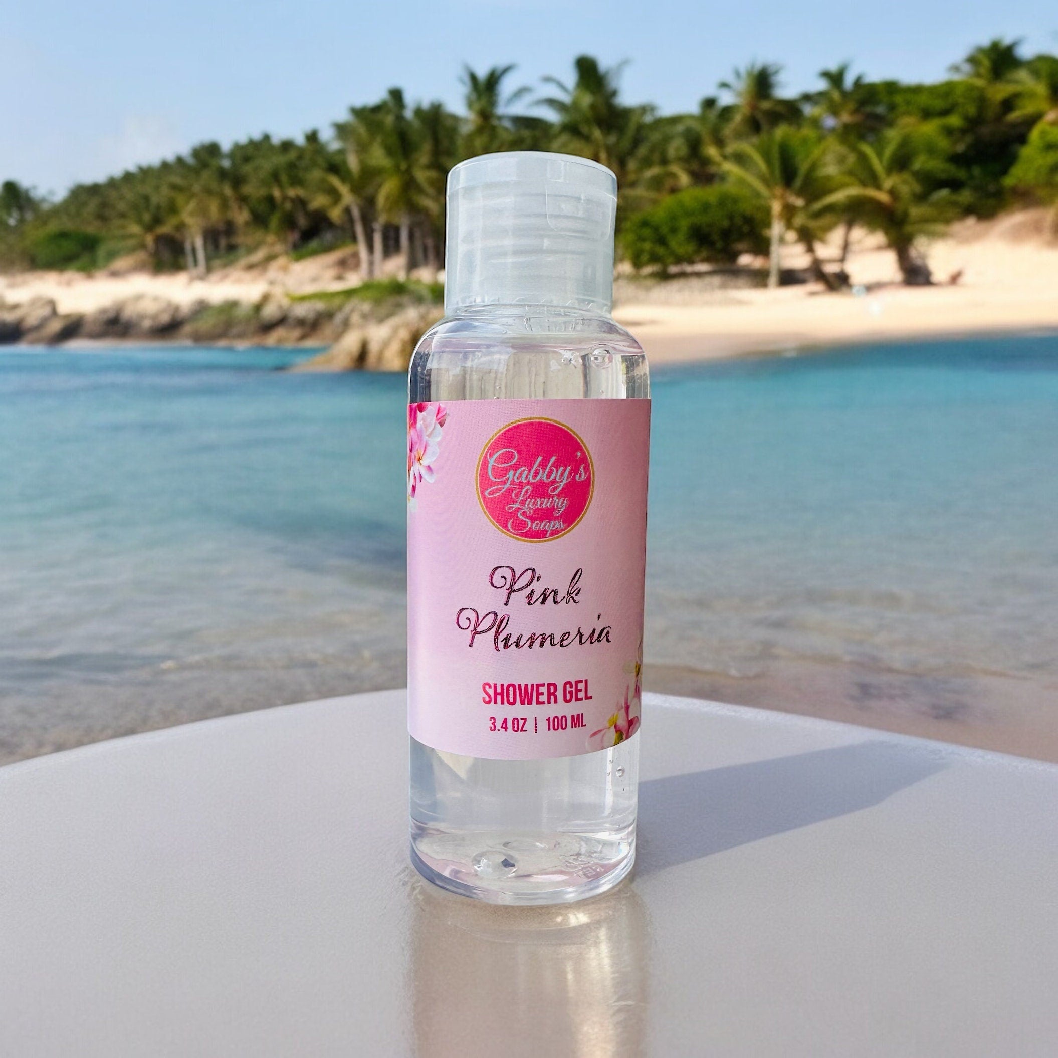 Pink Plumeria Plant-Derived Bath and Shower Gel - Travel Size 3.4 oz | 100 ML