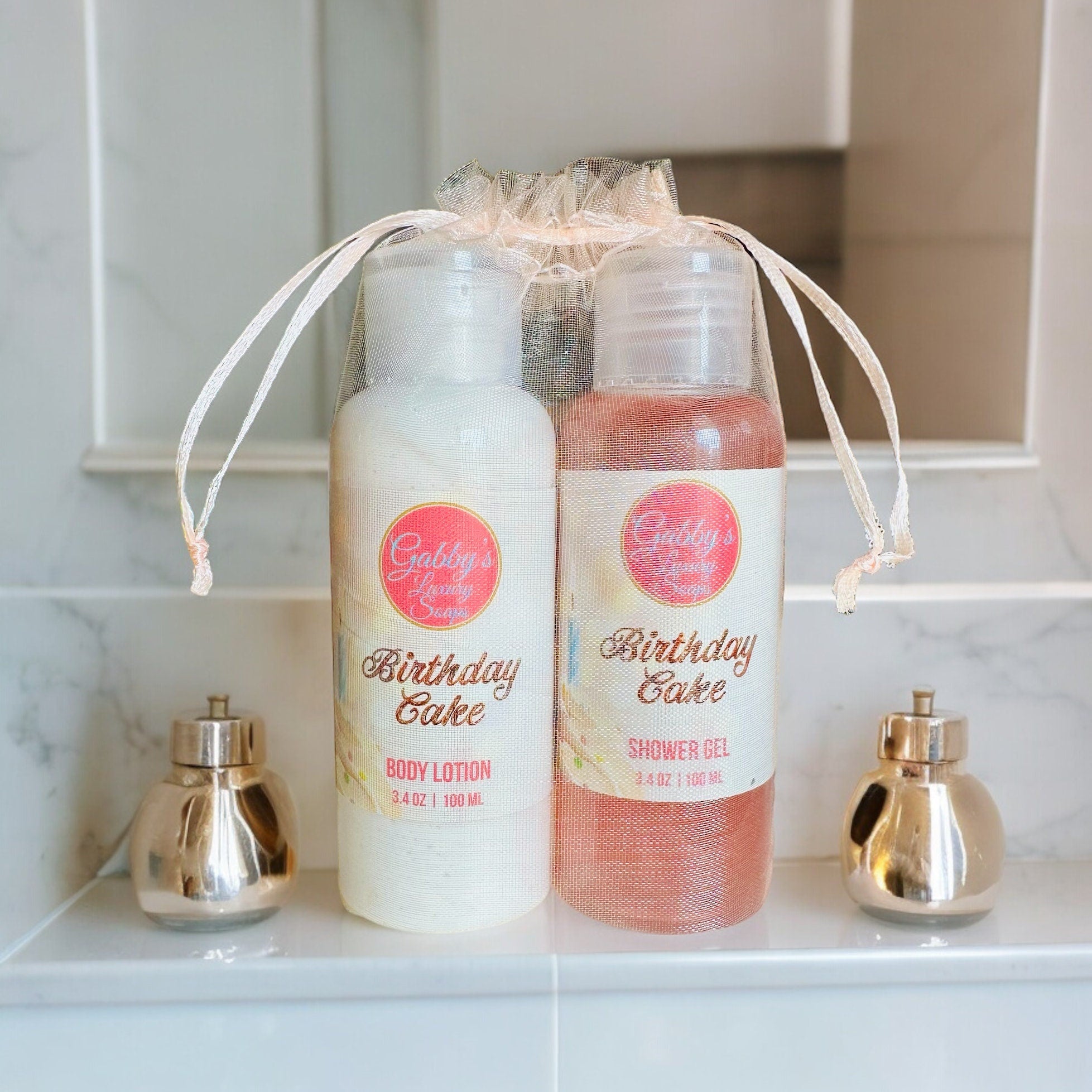 Birthday Cake Plant Based Shower Gel and Body Lotion Travel Set