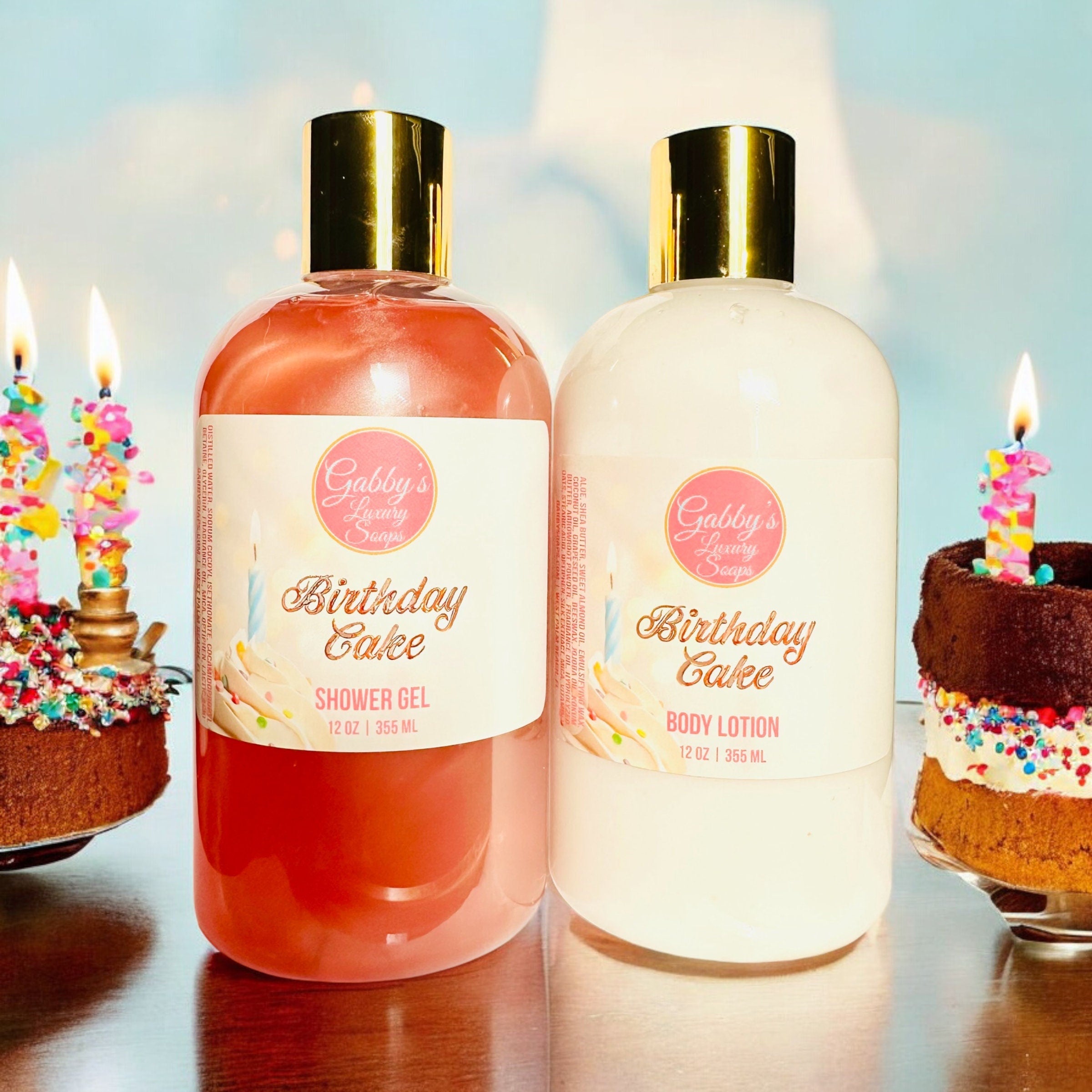 Birthday Cake Plant-Based Shower Gel and Body Lotion Gift Set