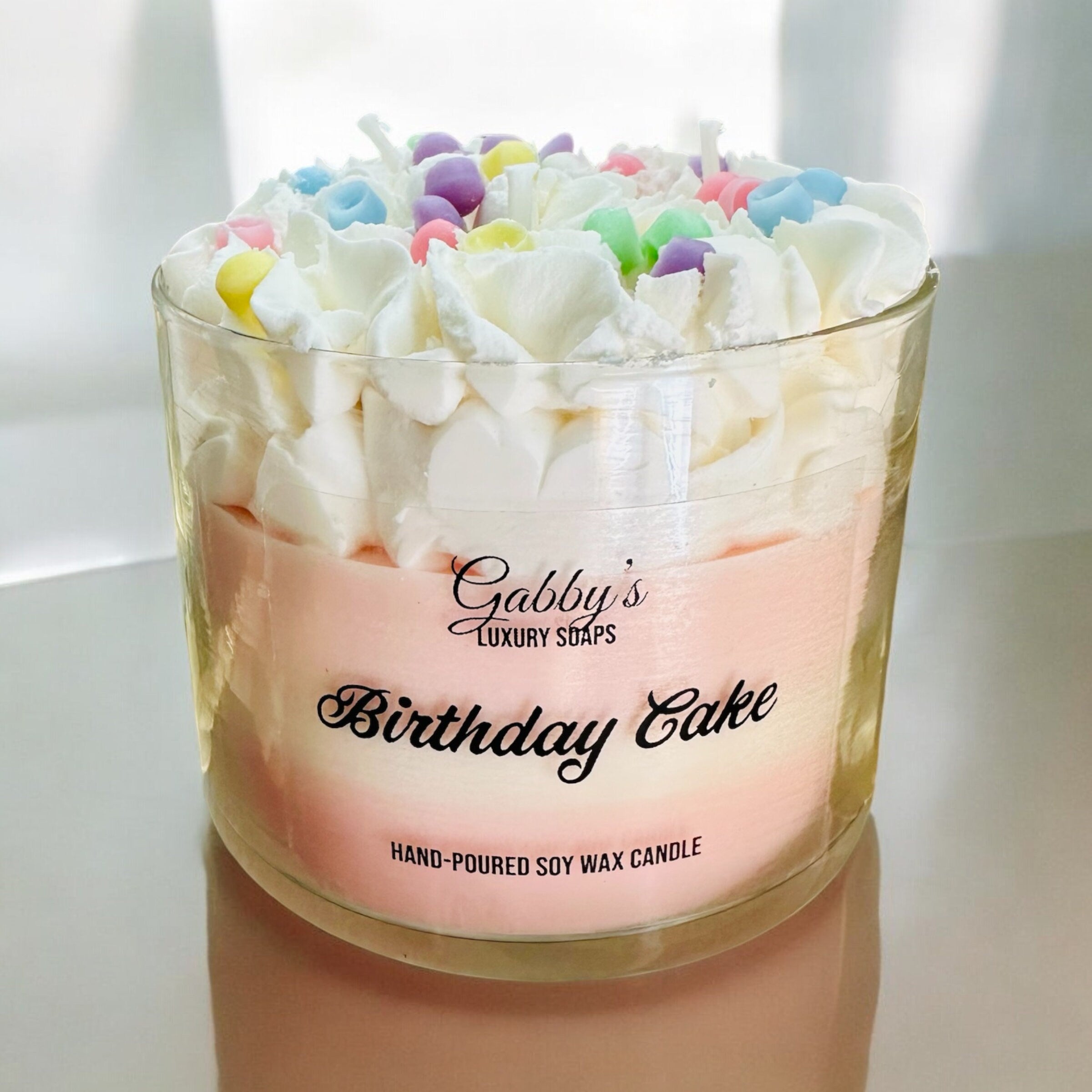 Birthday Cake hand-poured soy wax candle - Large