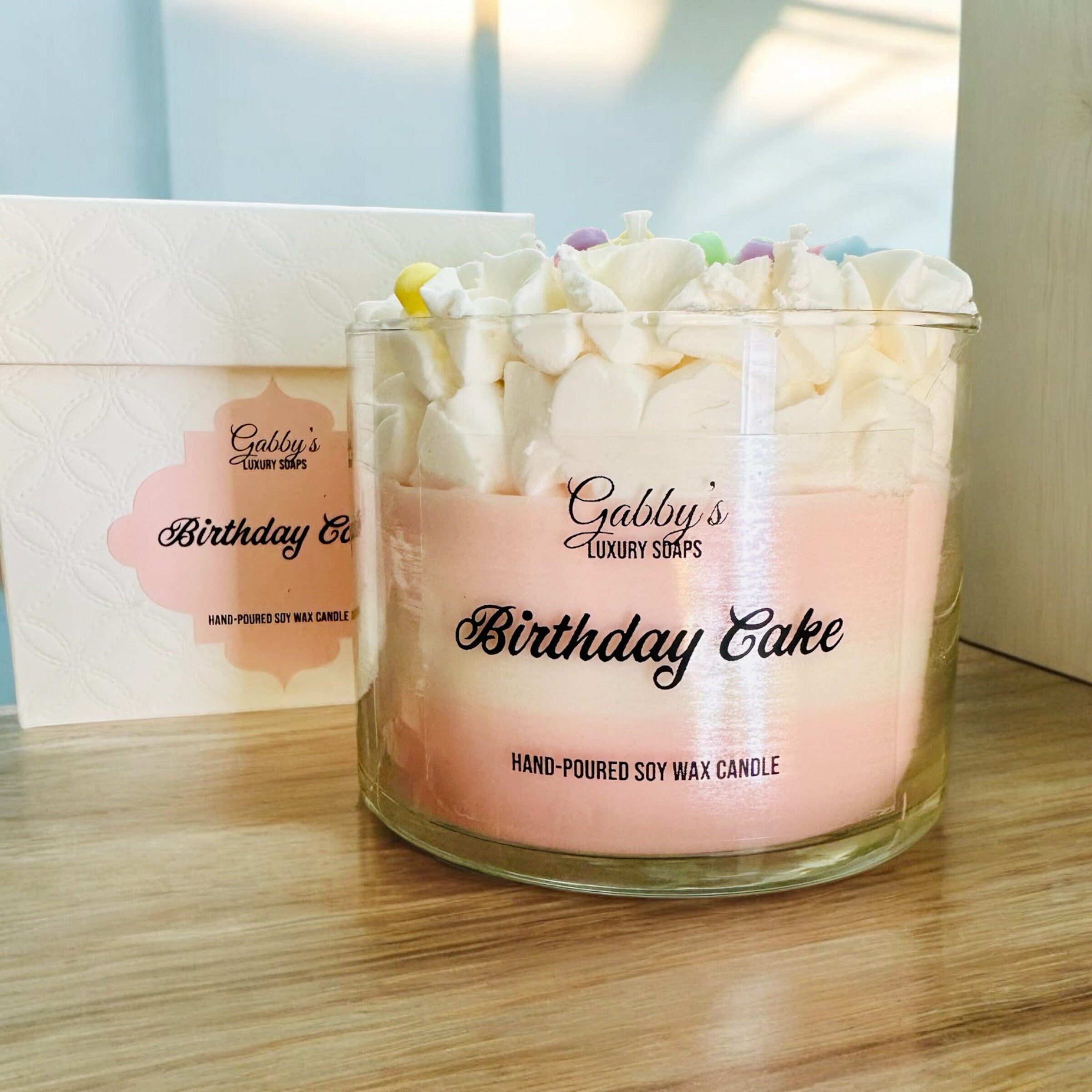 Birthday Cake hand-poured soy wax candle - Large