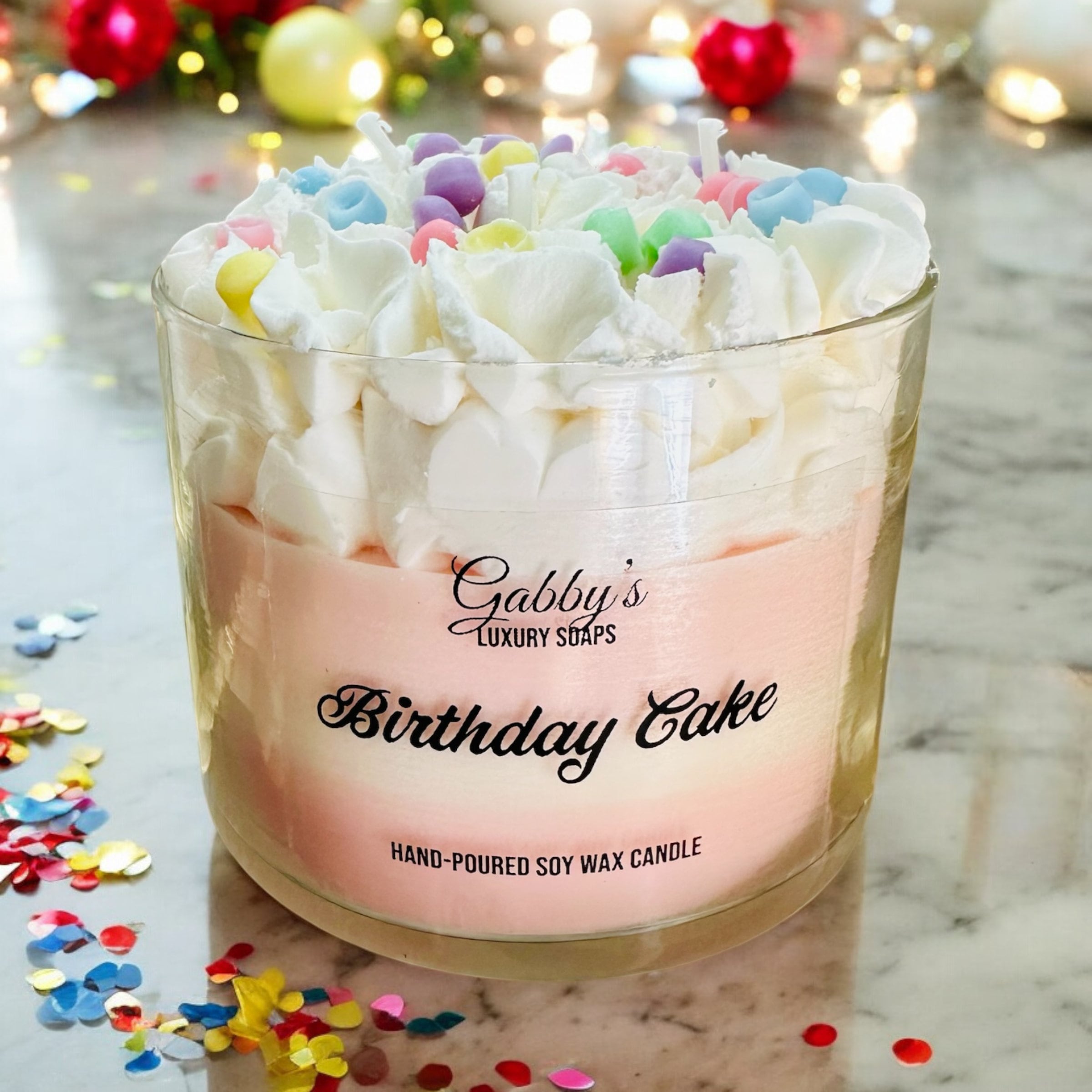 Birthday Cake hand-poured soy wax candle - Large