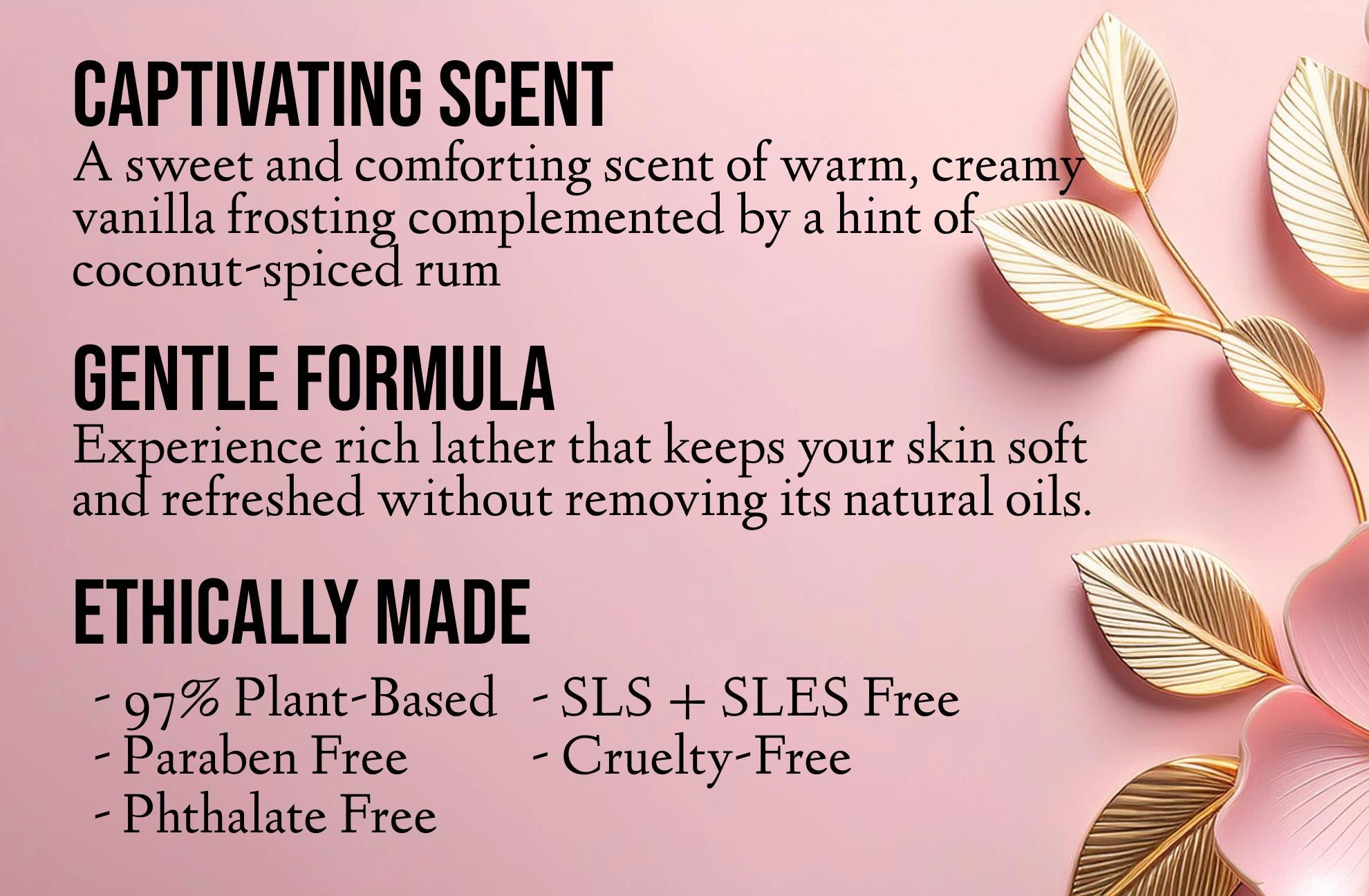 Birthday Cake Scented Shower Gel | Vanilla Cake + Spiced Rum Body Wash | Paraben-Free | Plant-Based Bath Gel | Sweet Dessert Scent
