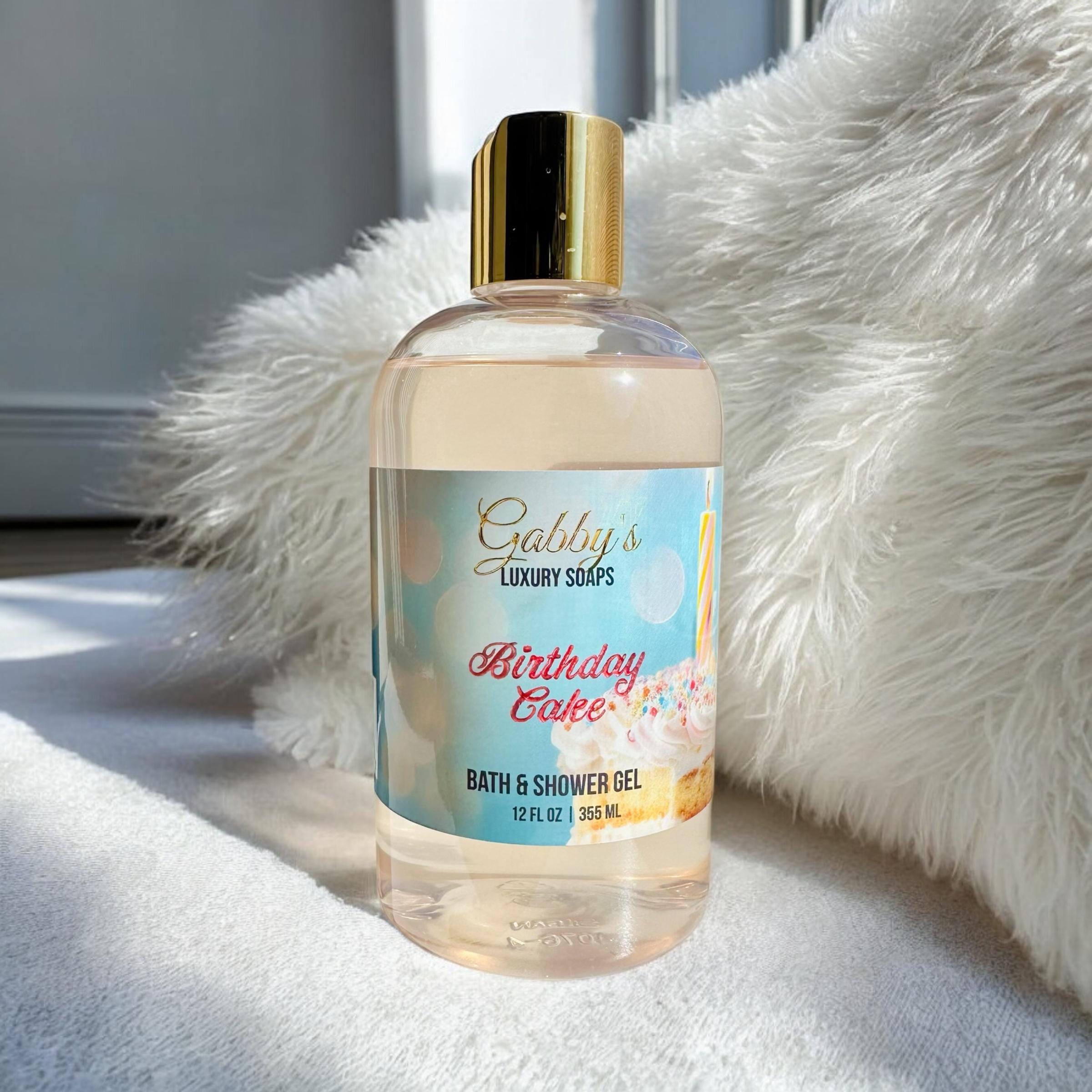 Birthday Cake Scented Shower Gel | Vanilla Cake + Spiced Rum Body Wash | Paraben-Free | Plant-Based Bath Gel | Sweet Dessert Scent