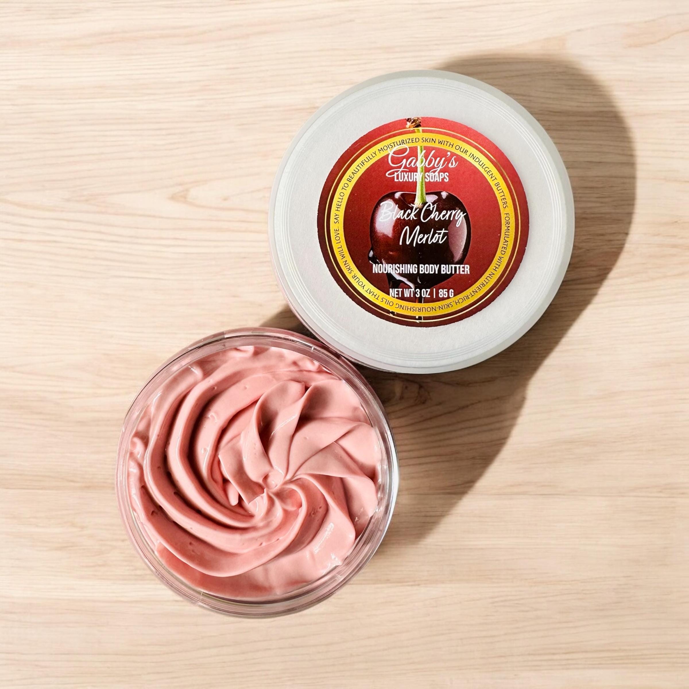 Black Cherry Merlot Scent Travel Size Nourishing No melt, Non-greasy Body Butter with Aloe, Shea, Kokum & Cupuacu Butter + Vitamin E 3oz