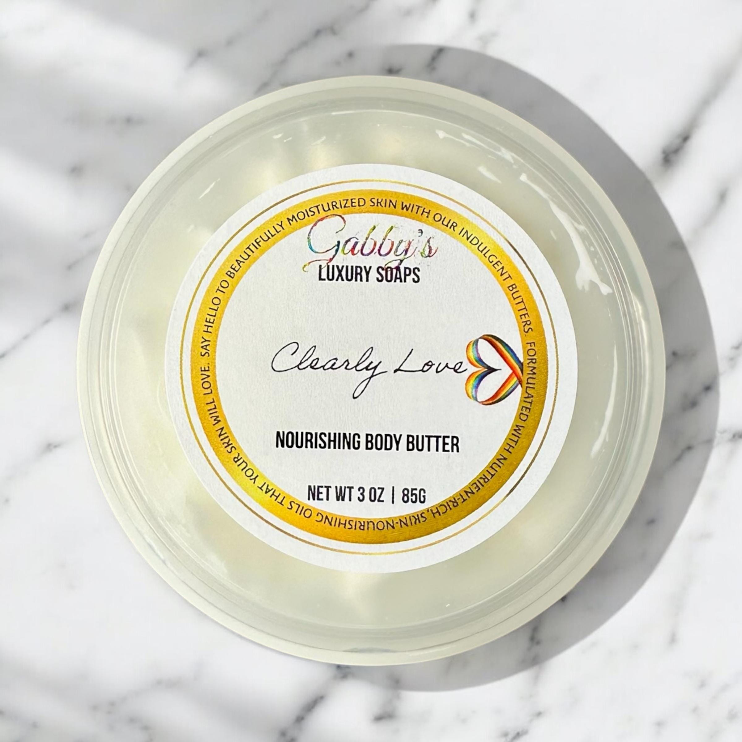 Clearly Love Travel Size Nourishing No melt, Non-greasy Body Butter with Aloe, Shea, Kokum & Cupuacu Butter + Vitamin E 3oz