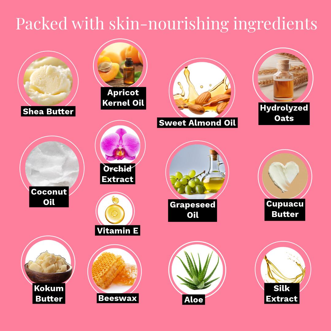 Rose Gold Scent Travel Size Nourishing No melt, Non-greasy Body Butter with Aloe, Shea, Kokum & Cupuacu Butter + Vitamin E 3oz