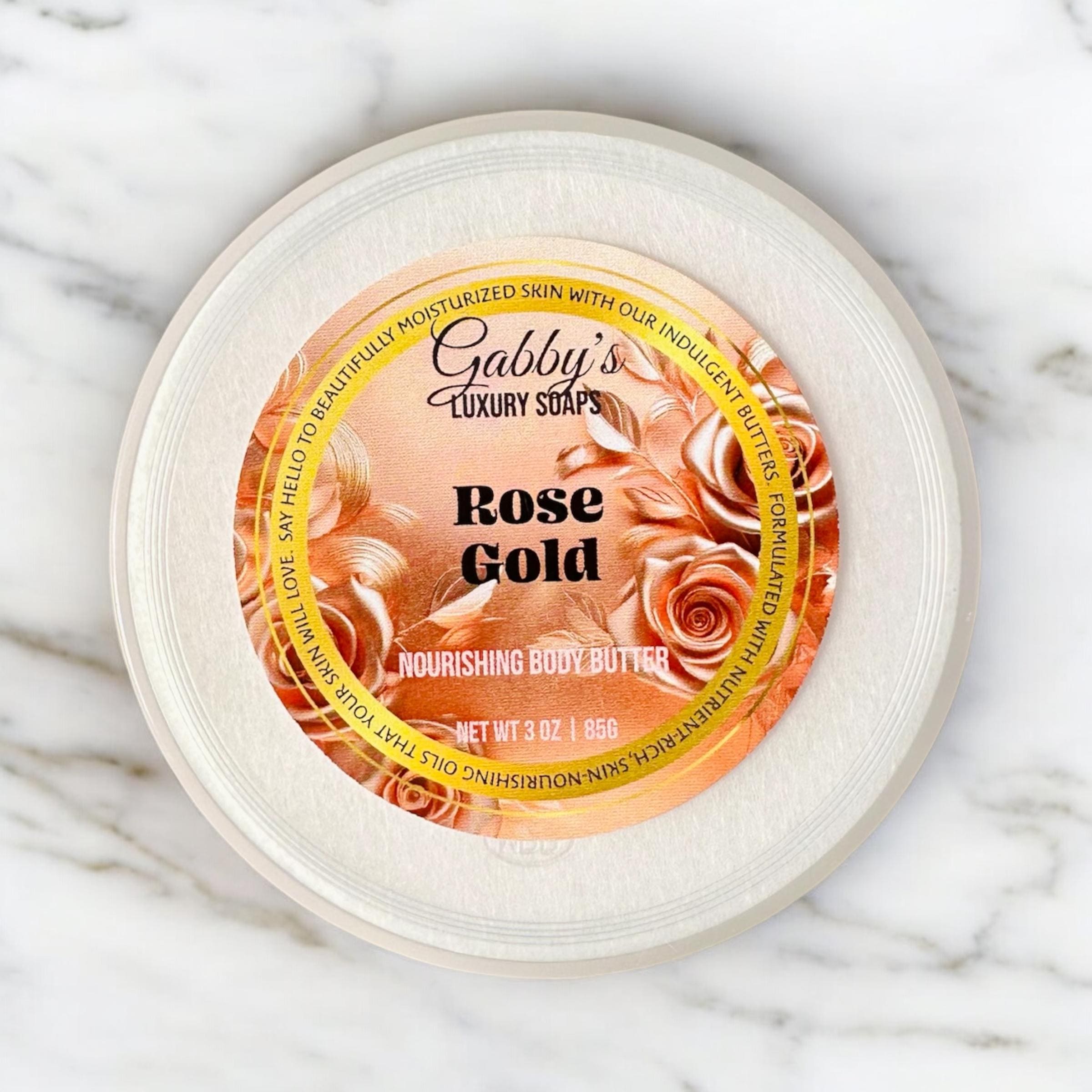 Rose Gold Scent Travel Size Nourishing No melt, Non-greasy Body Butter with Aloe, Shea, Kokum & Cupuacu Butter + Vitamin E 3oz