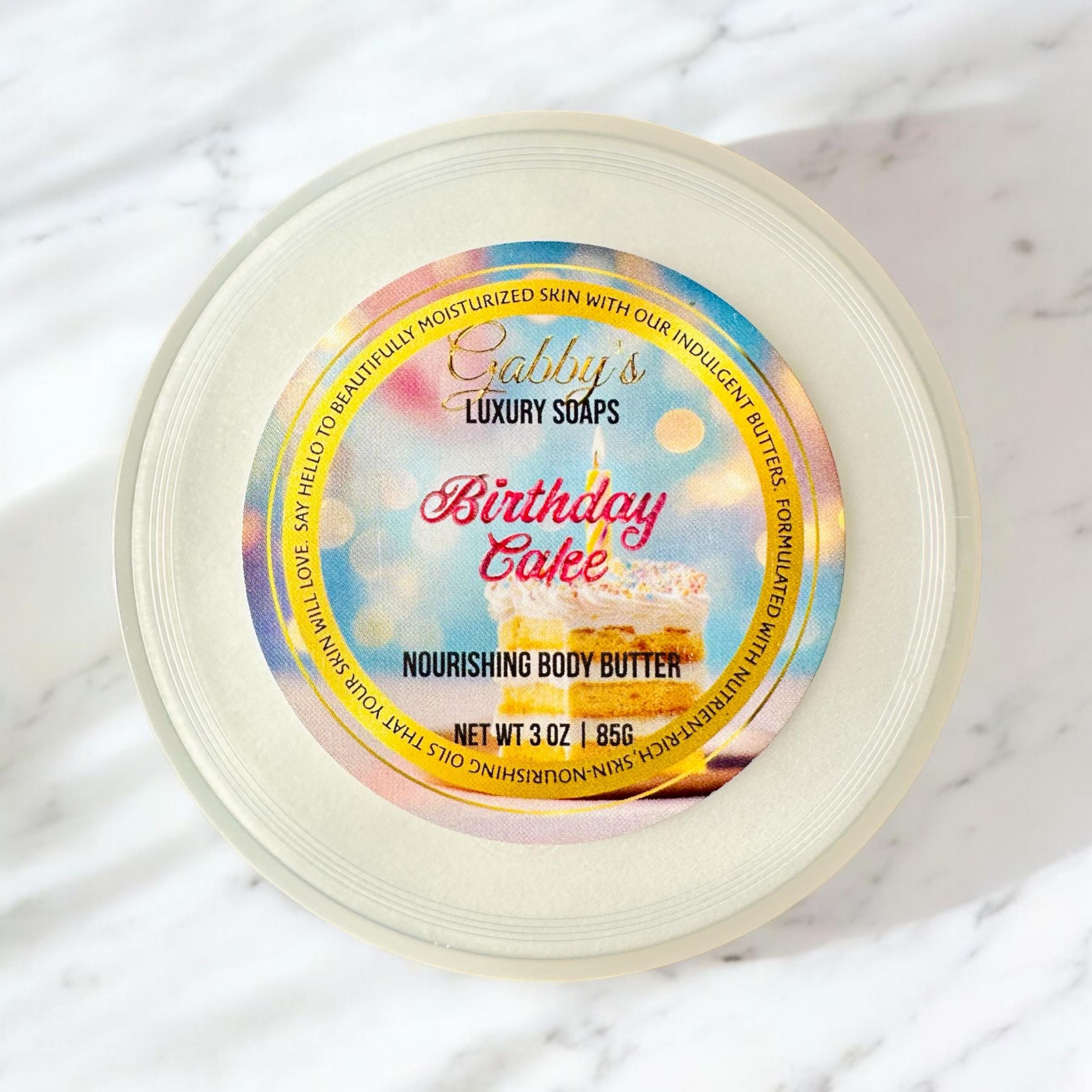 Birthday Cake Scent Travel Size Nourishing No melt, Non-greasy Body Butter with Aloe, Shea, Kokum & Cupuacu Butter + Vitamin E 3oz