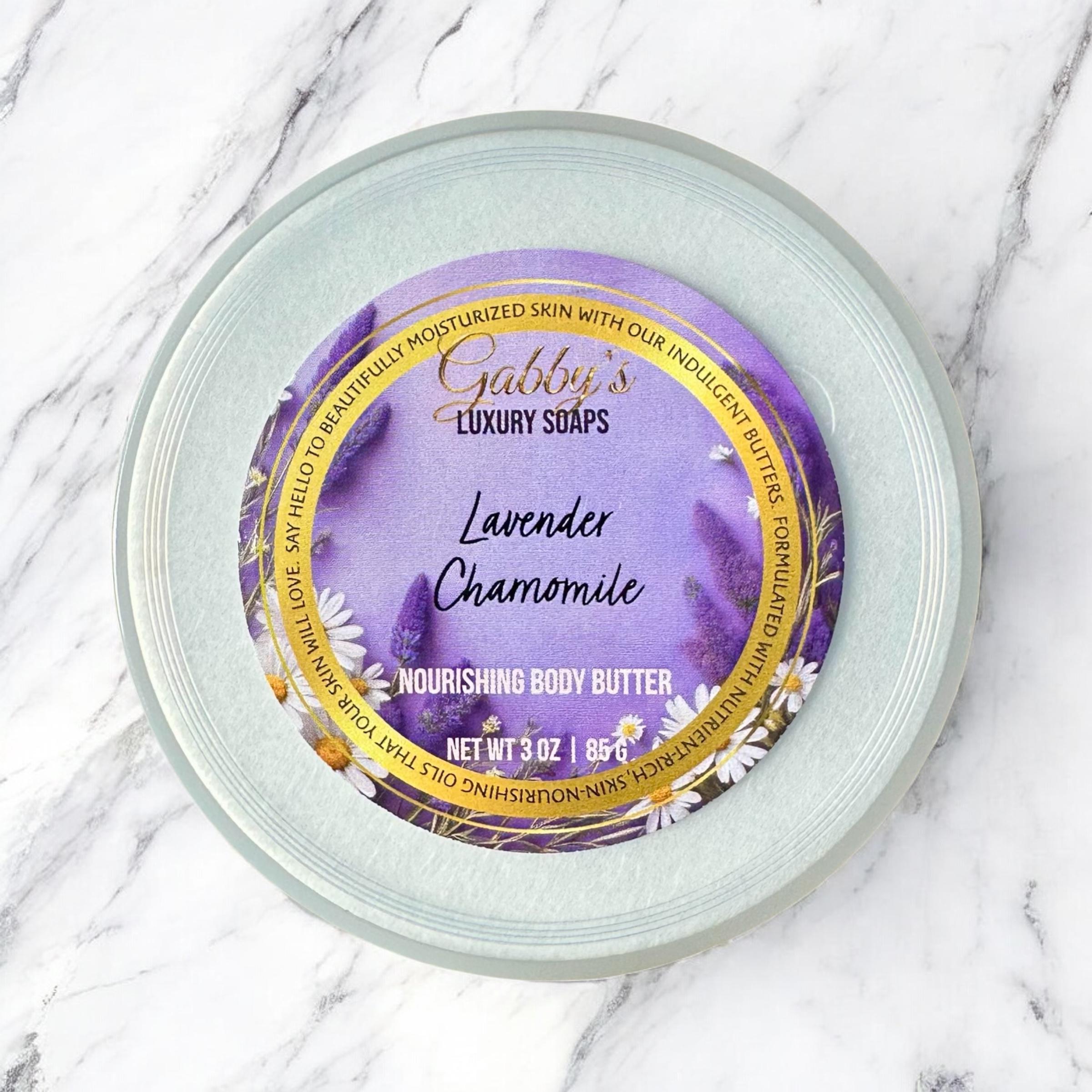 Lavender & Chamomile Travel Size Nourishing No melt, Non-greasy Body Butter with Aloe, Shea, Kokum and Cupuacu Butter + Vitamin E 3oz